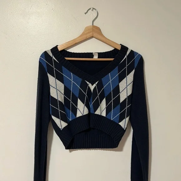 patterned blue sweater cardigan - Picture 1 of 2
